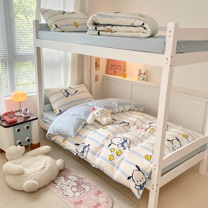 2024新款三丽鸥授权全棉少女印花系列学生三件套四件套 棉三丽鸥-快乐帕恰狗