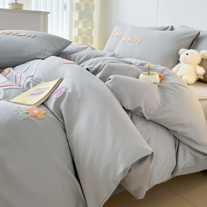 91家纺网 家纺一手货源 找家纺 言熙居家纺 2024新款加厚磨毛110克亲肤棉四件套 淡雅灰