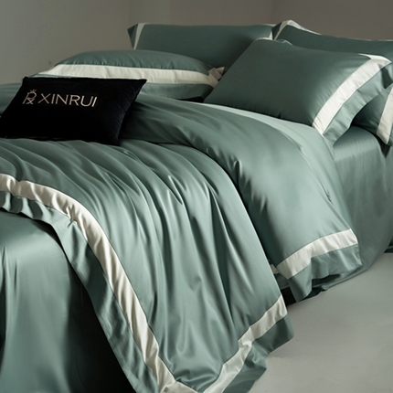 馨蕊 2024新款100S高奢简约长绒棉四件套-嘉柏丽尔 嘉柏丽尔-北卡蓝