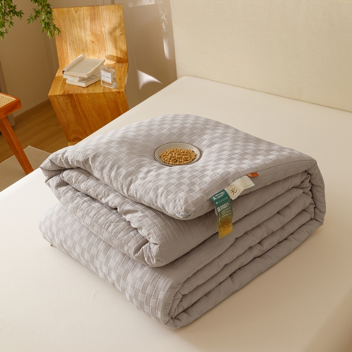 91家纺网 家纺一手货源 找家纺 卡派 2024新款水洗华夫格大豆纤维被绅士灰