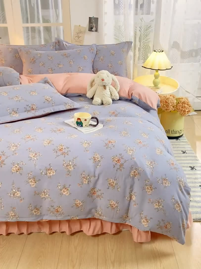 91家纺网 家纺一手货源 找家纺 梦莱斯 2024新款A类提花针织棉床盖四件套 芙蔓