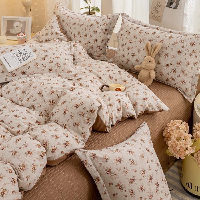 91家纺网 家纺一手货源 找家纺 梦莱斯 2024新款A类提花针织棉床盖四件套 剪秋