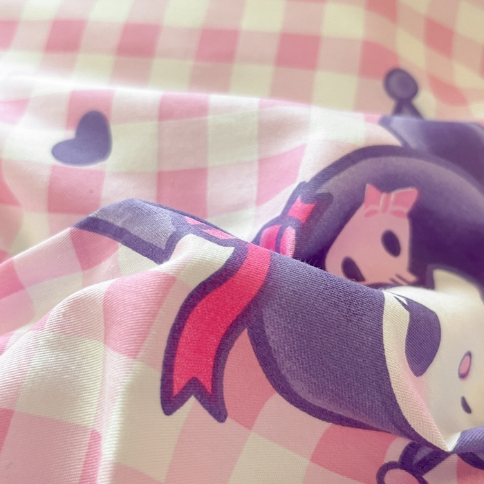 91家纺网 家纺一手货源 找家纺 2024新款三丽鸥授权全棉少女印花系列学生三件套四件套 棉三丽鸥-库洛米之心