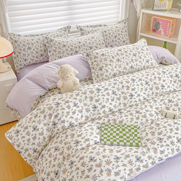 91家纺网 家纺一手货源 找家纺 楠沐家纺 2025年新款亲肤水洗棉芦荟棉磨毛单被套（第二批） 紫薰