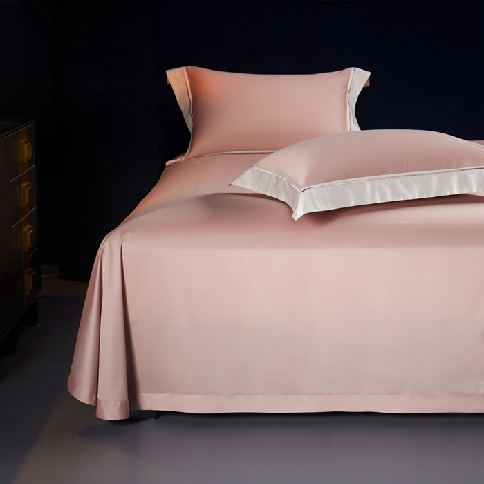 91家纺网 家纺一手货源 找家纺 缔缦 2024新款定织新布种S120高支高密长绒棉四件套全棉四件套黛安娜 微醺粉