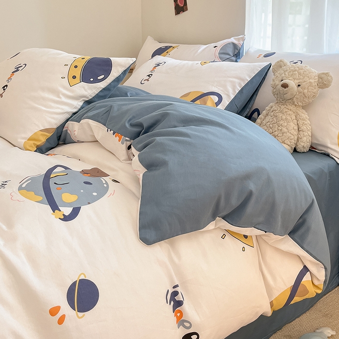 91家纺网 家纺一手货源 找家纺 桃子家居  2024新款纯棉小清新卡通少女13372系列四件套 棉-流浪地球