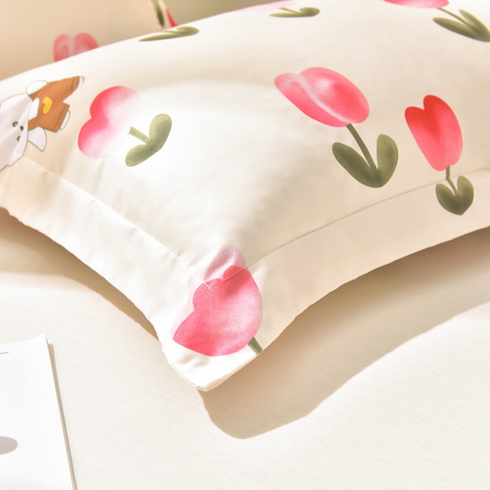 91家纺网 家纺一手货源 找家纺 圣楚家纺 2024新款亲肤枕套+枕芯连套单人枕芯 郁金香42*72cm