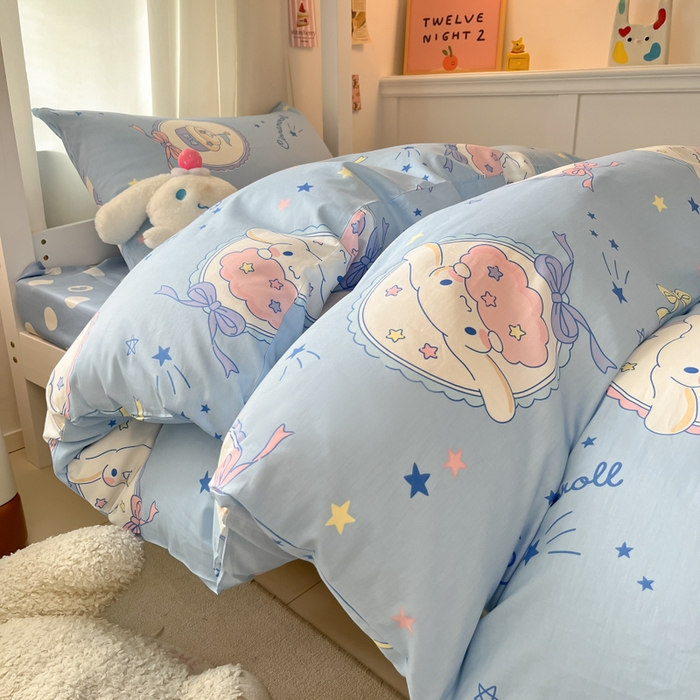 91家纺网 家纺一手货源 找家纺 2024新款三丽鸥授权全棉少女印花系列学生三件套四件套 棉三丽鸥-玉桂狗