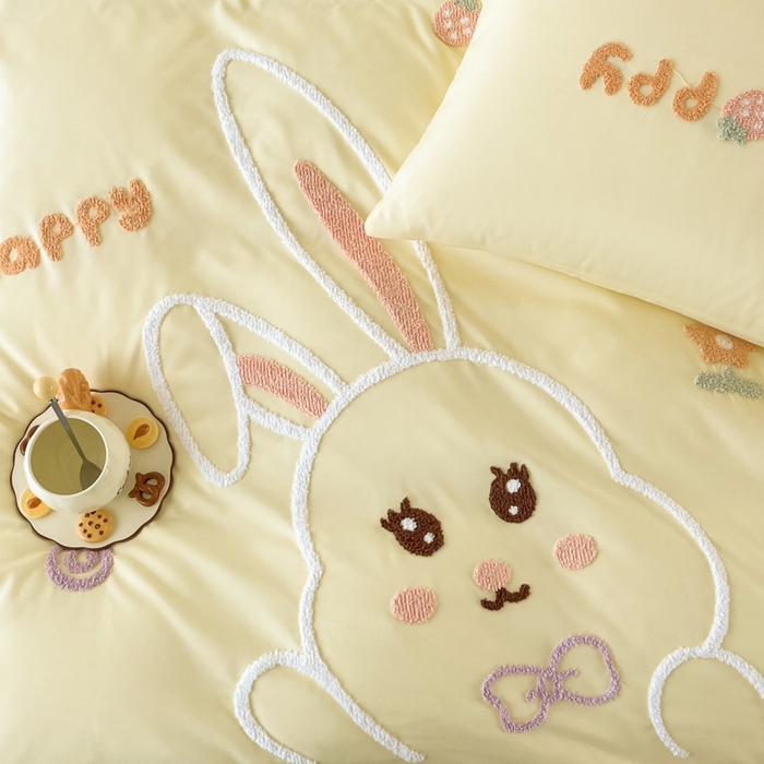 91家纺网 家纺一手货源 找家纺 言熙居家纺 2024新款加厚磨毛110克亲肤棉四件套 淡米黄