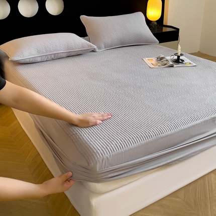 91家纺网 家纺一手货源 找家纺 （总）2025新款纯棉素色大床款夹棉床笠床盖--床笠