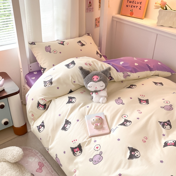 91家纺网 家纺一手货源 找家纺 2024新款三丽鸥授权全棉少女印花系列学生三件套四件套 棉三丽鸥-迷你库洛米