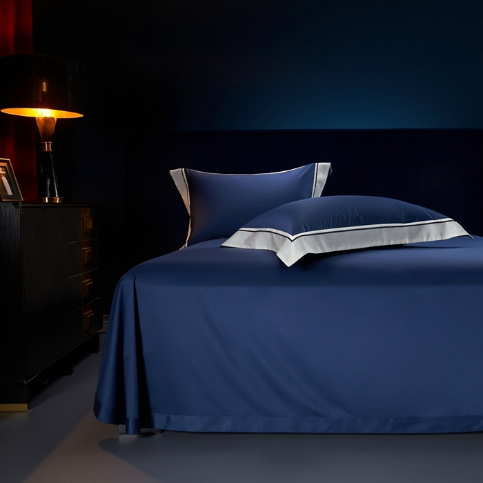 91家纺网 家纺一手货源 找家纺 缔缦 2024新款定织新布种S120高支高密长绒棉四件套全棉四件套黛安娜 宾利蓝