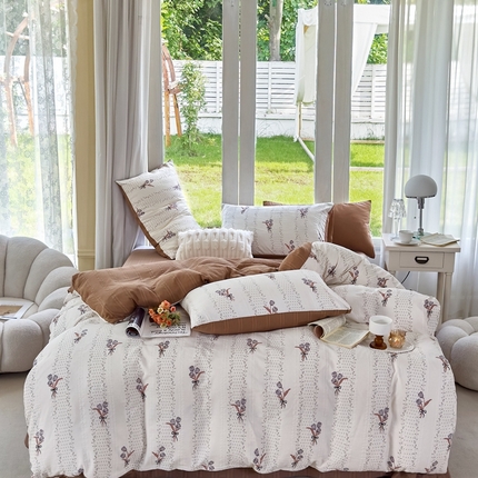 91家纺网 家纺一手货源 找家纺 （总）梦莱斯 2024新款A类云纱棉四件套现货供应