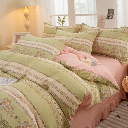 梦莱斯 2024新款A类提花针织棉床盖四件套 复苏