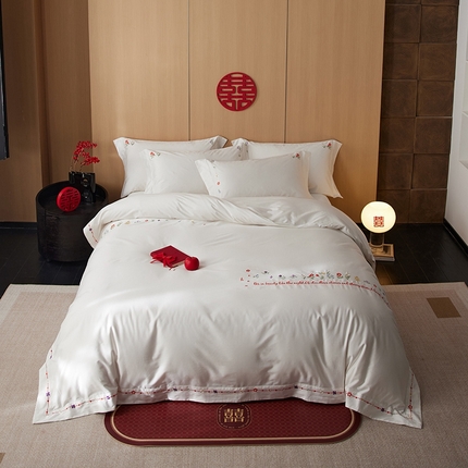 （总）简纯主义 2025新款100支长绒棉刺绣四件套花开并蒂系列