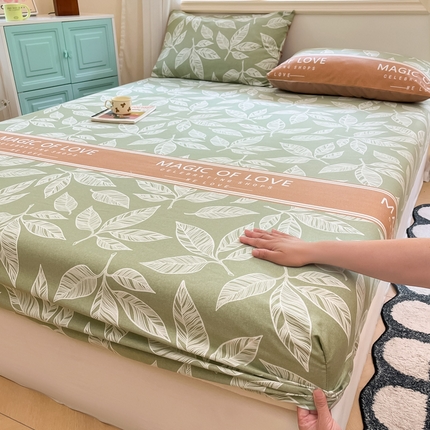 91家纺网 家纺一手货源 找家纺 莱米家纺 2024新款全棉磨毛单床笠 叶语倾城