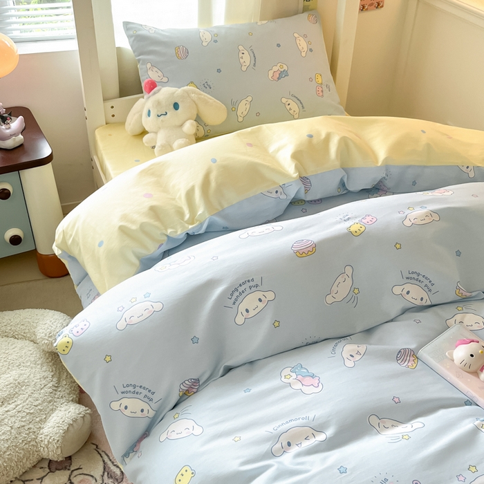 91家纺网 家纺一手货源 找家纺 2024新款三丽鸥授权全棉少女印花系列学生三件套四件套 棉三丽鸥-云朵大耳狗