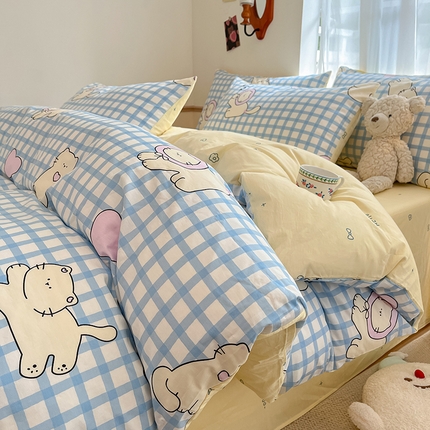 91家纺网 家纺一手货源 找家纺 （总）桃子家居  2024新款纯棉小清新卡通少女13372系列四件套
