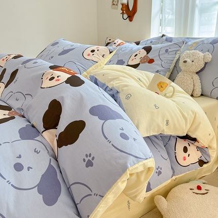 桃子家居 2024新款纯棉小清新卡通少女13372系列四件套 棉-乐乐狗