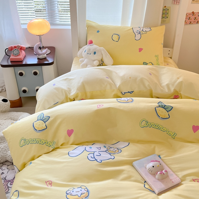 91家纺网 家纺一手货源 找家纺 2024新款三丽鸥授权全棉少女印花系列学生三件套四件套 棉三丽鸥-柠檬大耳狗