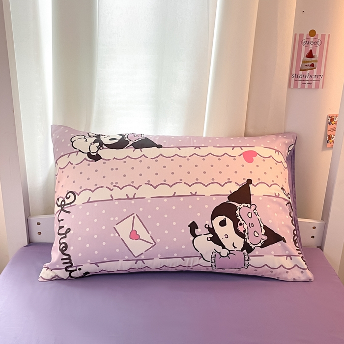 91家纺网 家纺一手货源 找家纺 2024新款三丽鸥授权全棉少女印花系列学生三件套四件套 棉三丽鸥-元气库洛米