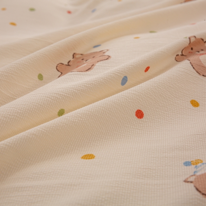 91家纺网 家纺一手货源 找家纺 梦莱斯 2024新款A类提花针织棉床盖四件套 饼干熊