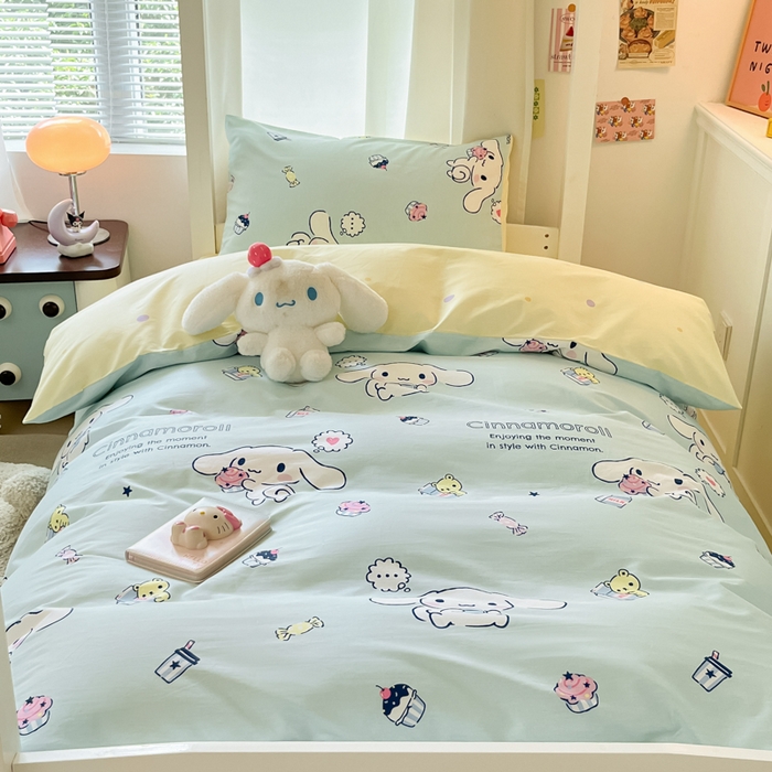 91家纺网 家纺一手货源 找家纺 2024新款三丽鸥授权全棉少女印花系列学生三件套四件套 棉三丽鸥-甜点大耳狗