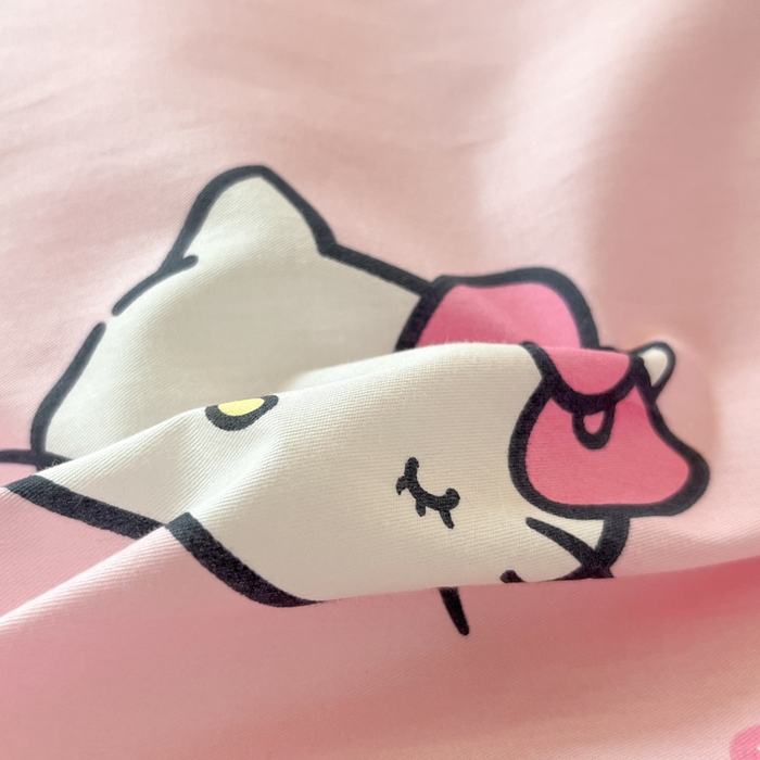 91家纺网 家纺一手货源 找家纺 2024新款三丽鸥授权全棉少女印花系列学生三件套四件套 棉三丽鸥-粉粉甜美kitty