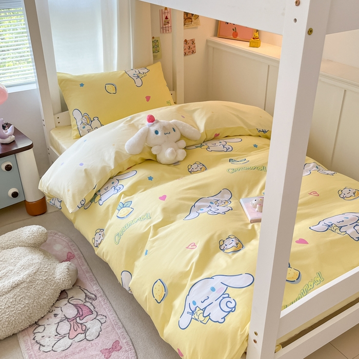 91家纺网 家纺一手货源 找家纺 2024新款三丽鸥授权全棉少女印花系列学生三件套四件套 棉三丽鸥-柠檬大耳狗