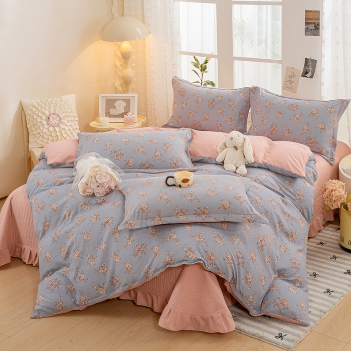 91家纺网 家纺一手货源 找家纺 梦莱斯 2024新款A类提花针织棉床盖四件套 芙蔓