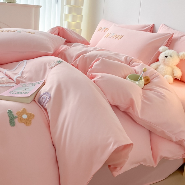 91家纺网 家纺一手货源 找家纺 言熙居家纺 2024新款加厚磨毛110克亲肤棉四件套 西瓜粉