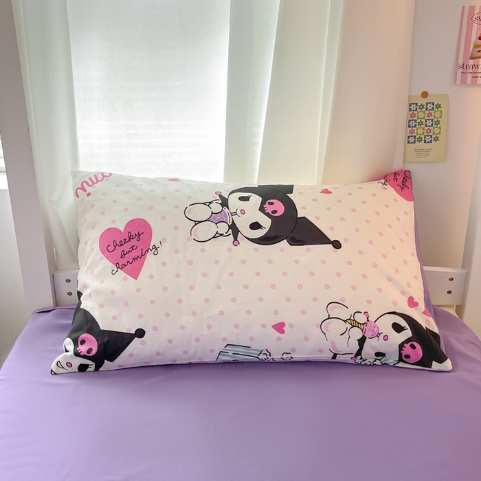 91家纺网 家纺一手货源 找家纺 2024新款三丽鸥授权全棉少女印花系列学生三件套四件套 棉三丽鸥-甜筒库洛米