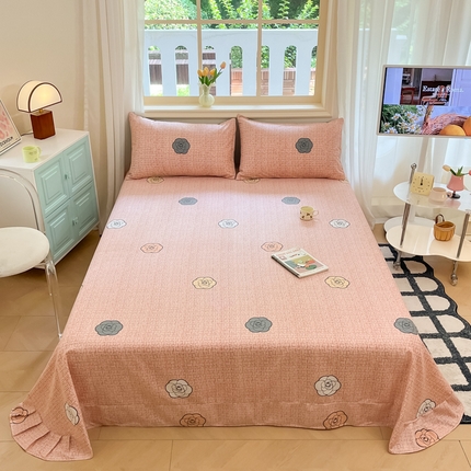 莱米家纺 2024新款全棉磨毛单床单 知心玫瑰—粉