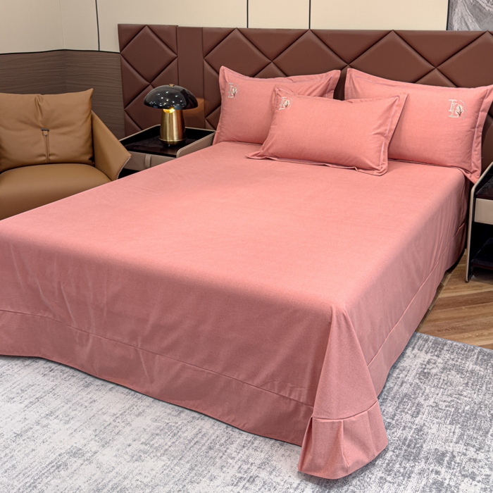 91家纺网 家纺一手货源 找家纺 U品汇 2024新品生态加厚长绒棉纯棉绣花全棉磨毛刺绣四件套宽边款直播 漫步梧桐-胭脂红