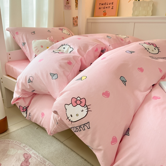 91家纺网 家纺一手货源 找家纺 （总）2024新款三丽鸥授权全棉少女印花系列学生三件套四件套