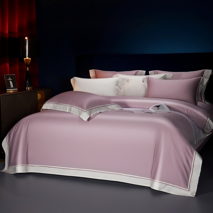 91家纺网 家纺一手货源 找家纺 缔缦 2024新款定织新布种S120高支高密长绒棉四件套全棉四件套黛安娜 熏衣紫