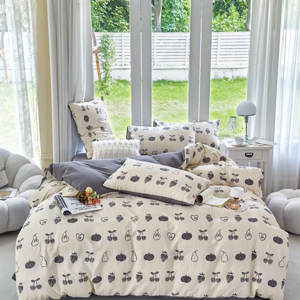 梦莱斯 2024新款A类云纱棉四件套现货供应 樱桃