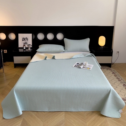 91家纺网 家纺一手货源 找家纺 （总）2025新款纯棉素色大床款夹棉床笠床盖--床盖