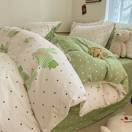 91家纺网 家纺一手货源 找家纺 （总）桃子家居  2024新款纯棉小清新卡通少女13372系列四件套