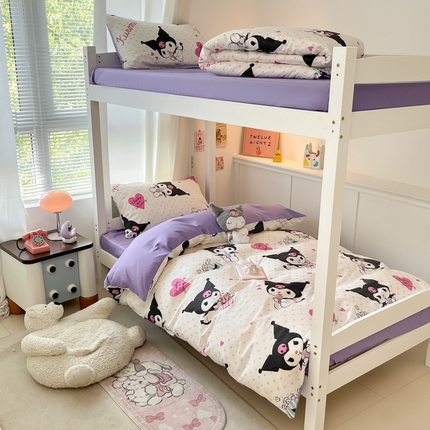 2024新款三丽鸥授权全棉少女印花系列学生三件套四件套 棉三丽鸥-甜筒库洛米