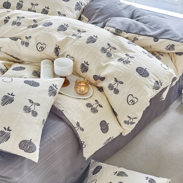 91家纺网 家纺一手货源 找家纺 梦莱斯 2024新款A类云纱棉四件套现货供应 樱桃