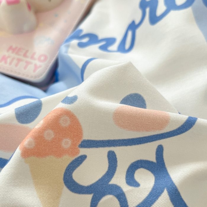 91家纺网 家纺一手货源 找家纺 2024新款三丽鸥授权全棉少女印花系列学生三件套四件套 棉三丽鸥-蓝条玉桂狗