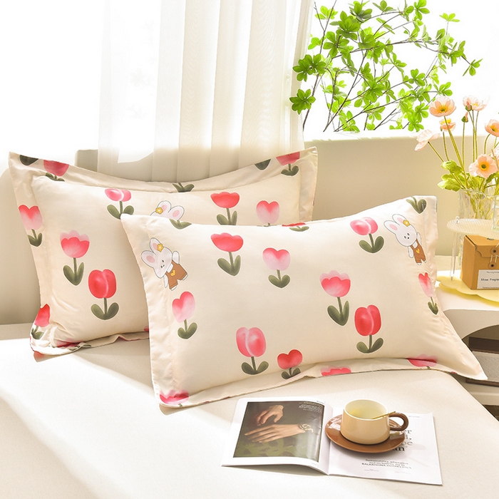 91家纺网 家纺一手货源 找家纺 圣楚家纺 2024新款亲肤枕套+枕芯连套单人枕芯 郁金香42*72cm