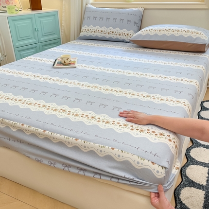 91家纺网 家纺一手货源 找家纺 莱米家纺 2024新款全棉磨毛单床笠 淑女日记