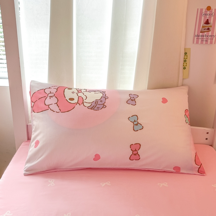 91家纺网 家纺一手货源 找家纺 2024新款三丽鸥授权全棉少女印花系列学生三件套四件套 棉三丽鸥-草莓美乐蒂