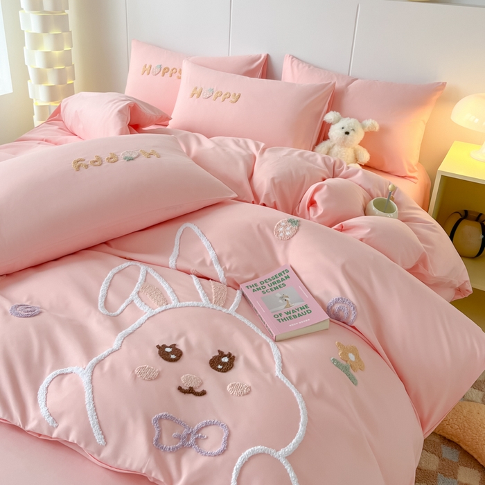 91家纺网 家纺一手货源 找家纺 言熙居家纺 2024新款加厚磨毛110克亲肤棉四件套 西瓜粉