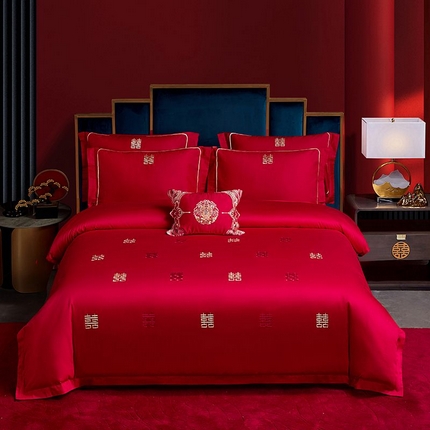 张公子婚庆馆 2025新款全棉40s喷气四件套婚庆系列 吾家有喜-床单款