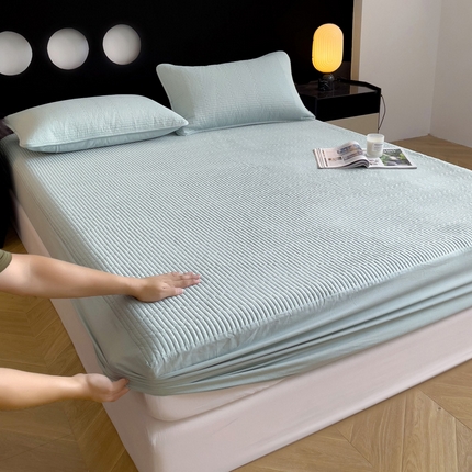 91家纺网 家纺一手货源 找家纺 （总）2025新款纯棉素色大床款夹棉床笠床盖--床笠