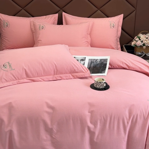 91家纺网 家纺一手货源 找家纺 U品汇 2024新品生态加厚长绒棉纯棉绣花全棉磨毛刺绣四件套宽边款直播 漫步梧桐-胭脂红