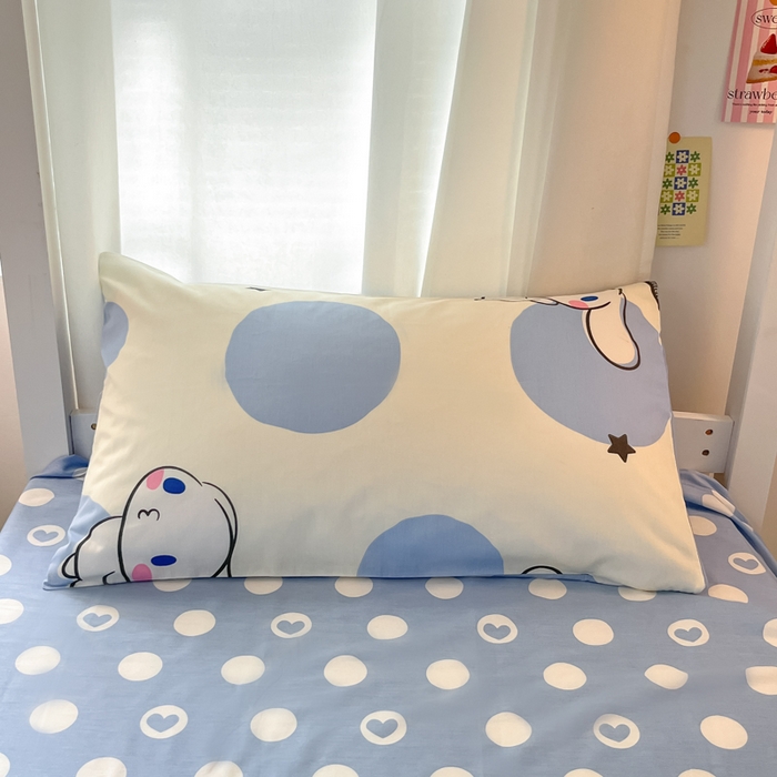 91家纺网 家纺一手货源 找家纺 2024新款三丽鸥授权全棉少女印花系列学生三件套四件套 棉三丽鸥-波点玉桂狗